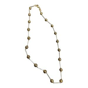 PREMIER DESIGNS Jewelry Two Tone silver Gold Ball Bar Signature Necklace 18" JB1
